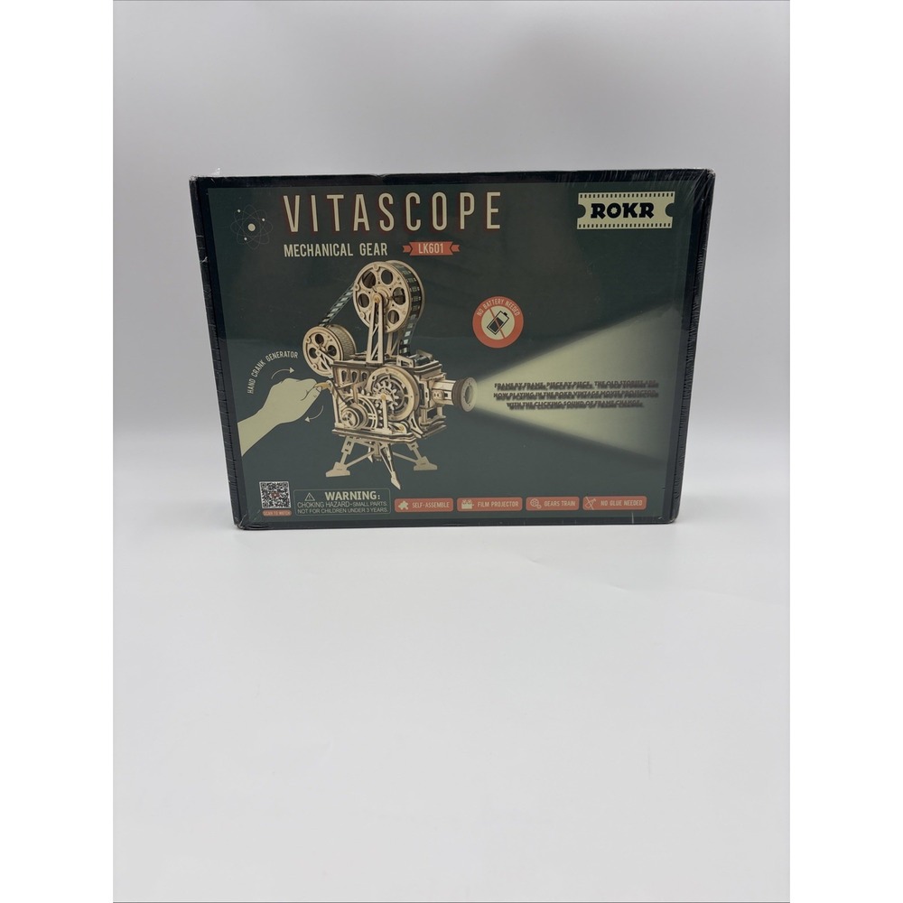 ROKR Vitascope Mechanical Gear Film Projector Model Kit LK601 183 pcs Wooden 3D